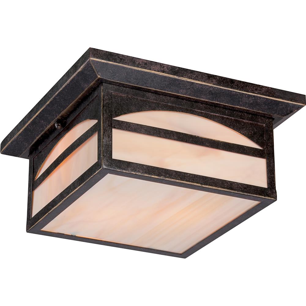 Nuvo Lighting 60/5656  Canyon 2 Light Outdoor Flush Fixture with Honey Stained Glass in Umber Bronze Finish